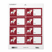 Rode Buffel Plaid Moose Monogram Kerst Etiket (Full Sheet)
