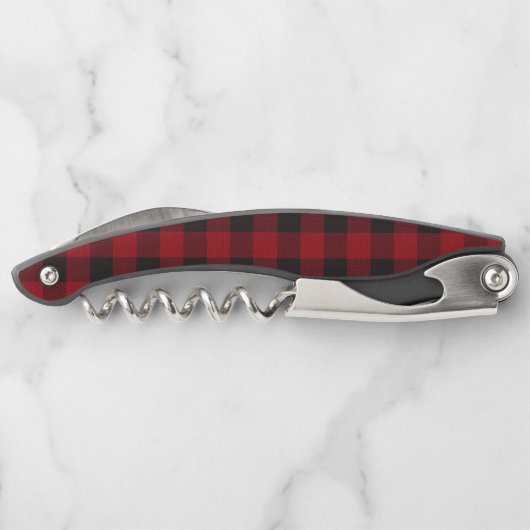 Rode Buffel Plaid Naam Kurkentrekker (Achterkant)