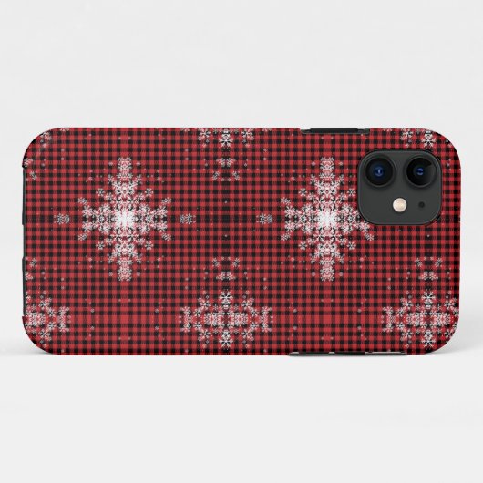 Rode Buffel Plaid Sneeuwvlok Patroon Case-Mate iPhone Case (Achterkant (horizontaal))