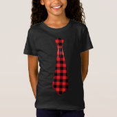Rode Buffel Plaid Stropdas voor Kerstmis T-shirt (Voorkant)
