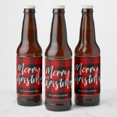 Rode Buffel Plaid & Vrolijk Kerstfeest |Persoonlij Bier Etiket (Flessen)