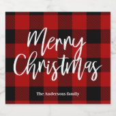 Rode Buffel Plaid & Vrolijk Kerstfeest |Persoonlij Bier Etiket (Enkel label)
