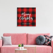 Rode Buffel Plaid & Vrolijk Kerstfeest |Persoonlij Canvas Afdruk (Insitu (Woonkamer))