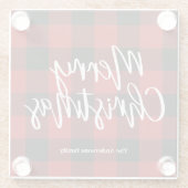 Rode Buffel Plaid & Vrolijk Kerstfeest |Persoonlij Glazen Onderzetter (Achterkant)