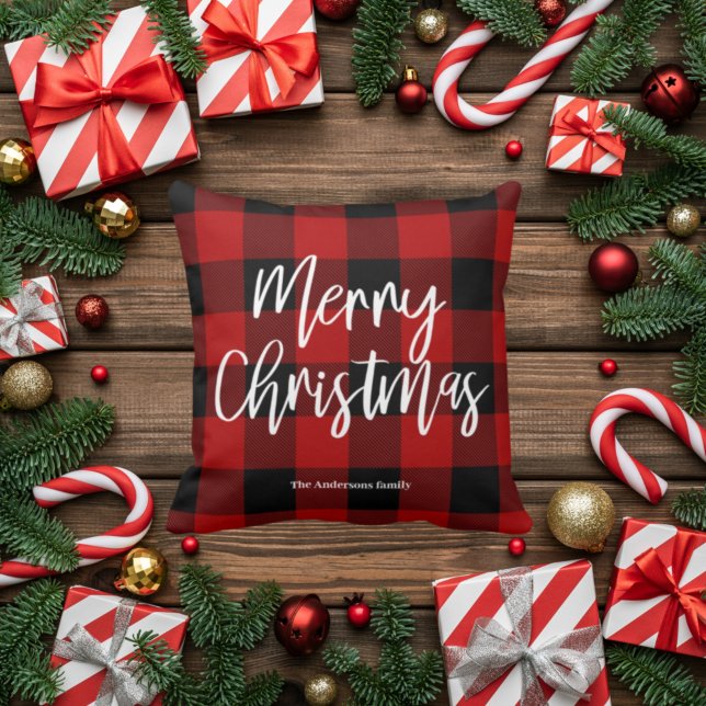 Rode Buffel Plaid & Vrolijk Kerstfeest |Persoonlij Kussen (Creator heeft geüpload)