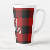 Rode Buffel Plaid & Vrolijk Kerstfeest |Persoonlij Latte Mok (Rechts)