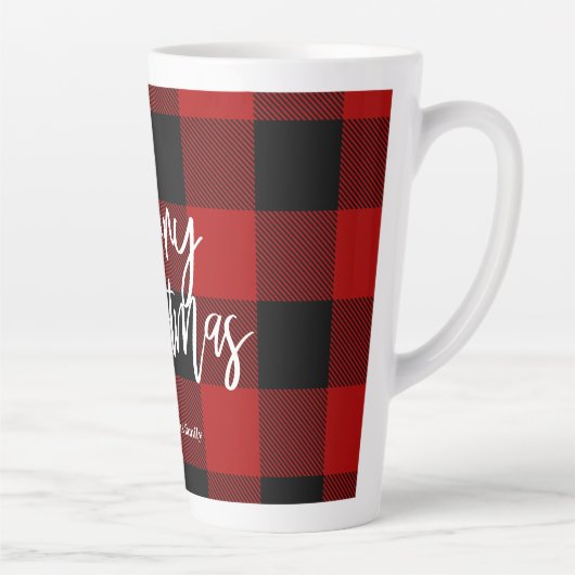 Rode Buffel Plaid & Vrolijk Kerstfeest |Persoonlij Latte Mok (Rechts)