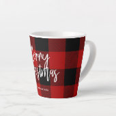 Rode Buffel Plaid & Vrolijk Kerstfeest |Persoonlij Latte Mok (Rechterhoek)