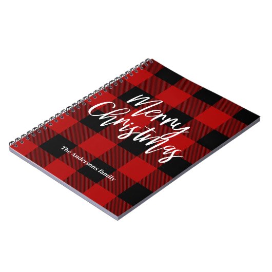 Rode Buffel Plaid & Vrolijk Kerstfeest |Persoonlij Notitieboek (Linkerzijde)
