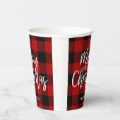 Rode Buffel Plaid & Vrolijk Kerstfeest |Persoonlij Papieren Bekers (Rechts)