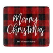 Rode Buffel Plaid & Vrolijk Kerstfeest |Persoonlij Snijplank (Voorkant)