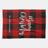 Rode Buffel Plaid & Vrolijk Kerstfeest |Persoonlij Theedoek (Horizontaal)