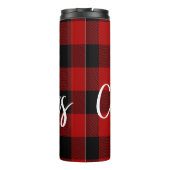 Rode Buffel Plaid & Vrolijk Kerstfeest |Persoonlij Thermosbeker (Achterkant)