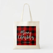 Rode Buffel Plaid & Vrolijk Kerstfeest |Persoonlij Tote Bag (Voorkant)