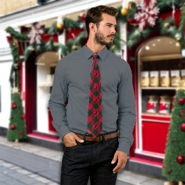 Rode Buffel Plaids Custom Monogram Stropdas