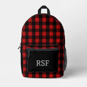 Rode buffel speelde drie letters monogram bedrukte rugzak (Voorkant)