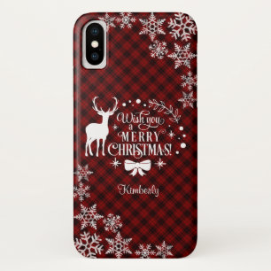 Rode buffel Wens je een PRETTIGE KERST Mis in mono Case-Mate iPhone Case
