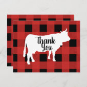 Rode buffelcontrole met koe bedankkaart (Voorkant / Achterkant)