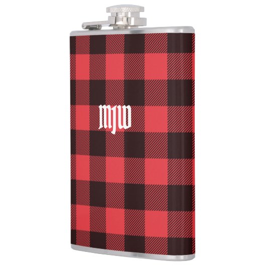 Rode buffelmonogram heupfles (Links)