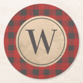 Rode buffelmonogram ronde kartonnen onderzetter (Voorkant)