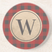 Rode buffelmonogram zandsteen onderzetter (Voorkant)