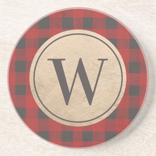 Rode buffelmonogram zandsteen onderzetter (Voorkant)