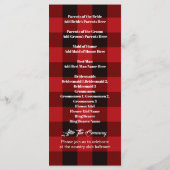 rode buffelplaid rustische winter bruiloft program programmakaart (Achterkant)