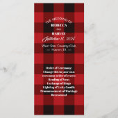 rode buffelplaid rustische winter bruiloft program programmakaart (Voorkant)