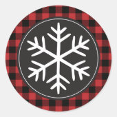 Rode buffelruitpatroon sneeuwvlok sticker (Voorkant)