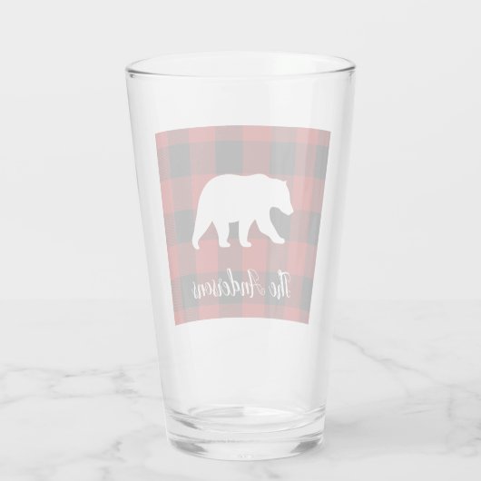 Rode buffels en Beer | Persoonlijke naam Cadeaut Glas (Achterkant)