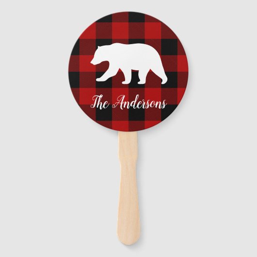 Rode buffels en Beer | Persoonlijke naam Cadeaut Handwaaier (Voorkant)