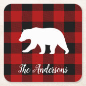 Rode buffels en Beer | Persoonlijke naam Cadeaut Kartonnen Onderzetters (Voorkant)