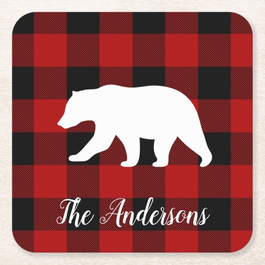 Rode buffels en Beer | Persoonlijke naam Cadeaut Kartonnen Onderzetters (Voorkant)