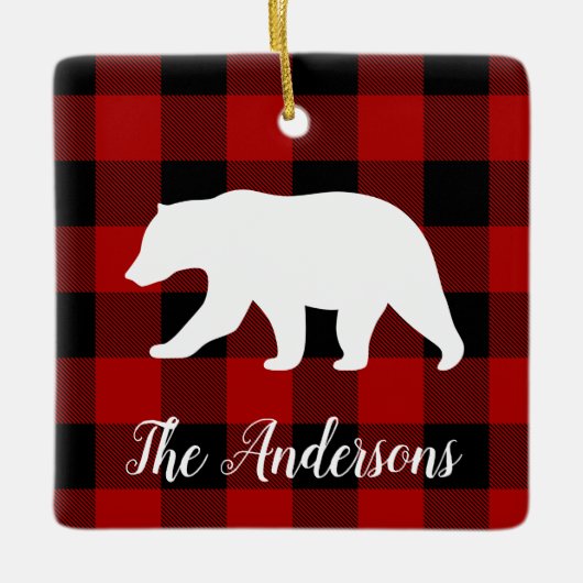 Rode buffels en Beer | Persoonlijke naam Cadeaut Keramisch Ornament (Voorkant)