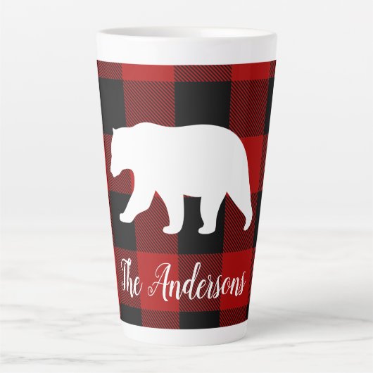 Rode buffels en Beer | Persoonlijke naam Cadeaut Latte Mok (Voorkant)