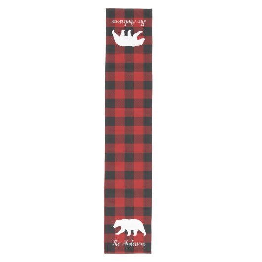 Rode buffels en Beer | Persoonlijke naam Cadeaut Medium Tafelloper (Voorkant)