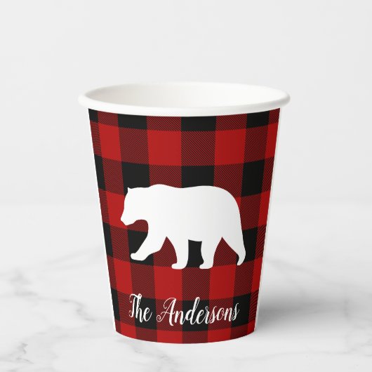 Rode buffels en Beer | Persoonlijke naam Cadeaut Papieren Bekers (Voorkant)