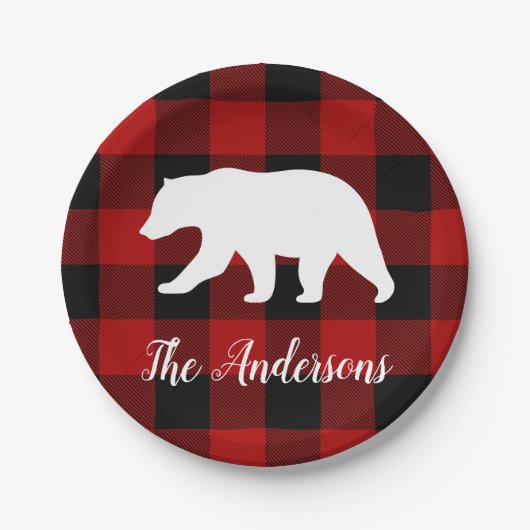 Rode buffels en Beer | Persoonlijke naam Cadeaut Papieren Bordje (Voorkant)