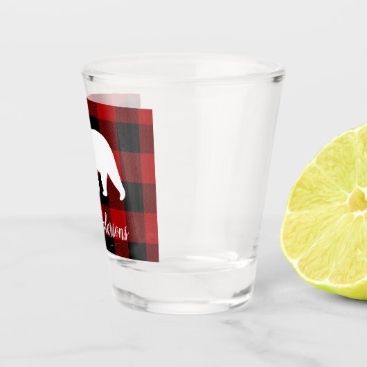 Rode buffels en Beer | Persoonlijke naam Cadeaut Shot Glas (Rechts)