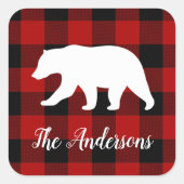 Rode buffels en Beer | Persoonlijke naam Cadeaut Vierkante Sticker (Voorkant)