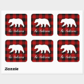 Rode buffels en Beer | Persoonlijke naam Cadeaut Vierkante Sticker (Vel)