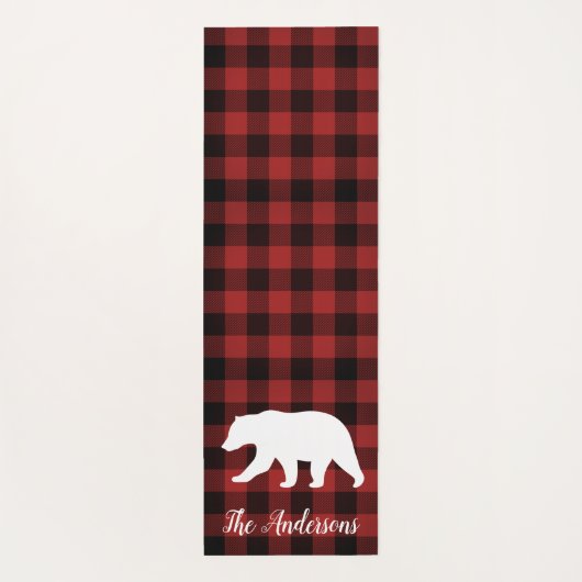 Rode buffels en Beer | Persoonlijke naam Cadeaut Yogamat (Achterkant)