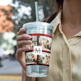 Rode buffels en collage foto's met Initiaal Acryl Drinkbeker