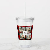 Rode buffels en collage foto's met Initiaal Acryl Drinkbeker (Voorkant)