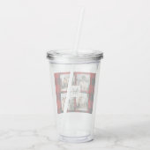 Rode buffels en collage foto's met Initiaal Acryl Drinkbeker (Achterkant)