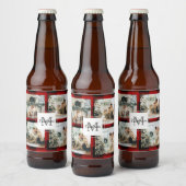 Rode buffels en collage foto's met Initiaal Bier Etiket (Flessen)
