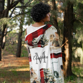 Rode buffels en collage foto's met Initiaal Fleece Deken