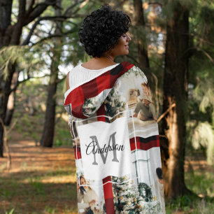 Rode buffels en collage foto's met Initiaal Fleece Deken