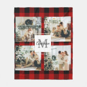 Rode buffels en collage foto's met Initiaal Fleece Deken (Voorkant)