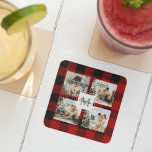 Rode buffels en collage foto's met Initiaal Glazen Onderzetter<br><div class="desc">Omarm de tijdloze charme van Red Buffalo Plaid en creëer een gepersonaliseerd meesterwerk met onze Collage Photo With Initiaal custom product, exclusief verkrijgbaar op Zazzle! Of u nu op zoek bent naar een uniek cadeau of een prachtige toevoeging aan uw interieur, dit aanpasbare item is ideaal voor het toevoegen van...</div>